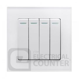 White 4 Gang 2 Way Mechanical Switch with Glass Surround image