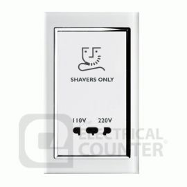 White 115V - 240V Shaver Socket with Chrome Trim and Glass Surround image