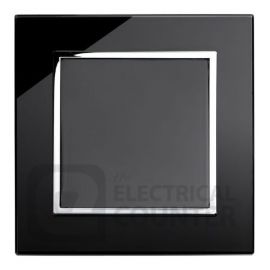 RTS2000 Black 1 Gang Blank Plate with Chrome Trim