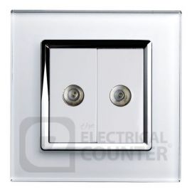 RTS2000 White Dual TV Socket with Glass Surround