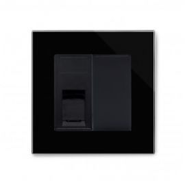 Black Single CAT5e Socket with Glass Surround image