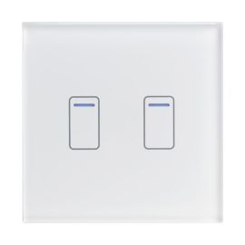 Retrotouch 01451 Crystal+ White 2 Gang 800W 2 Way Smart Wi-Fi Touch LED Light Switch image