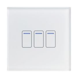 Retrotouch 01452 Crystal+ White 3 Gang 800W 2 Way Smart Wi-Fi Touch LED Light Switch