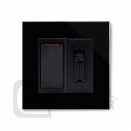 Black 20A Switched Fused Spur with Glass Surround