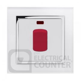 White 45A Cooker Switch with Chrome Trim and Glass Surround
