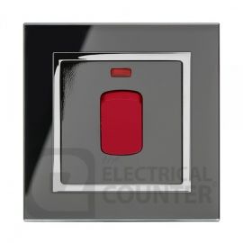 Black 45A Cooker Switch with Chrome Trim and Glass Surround image