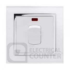 White 20A Heater Switch with Chrome Trim and Glass Surround