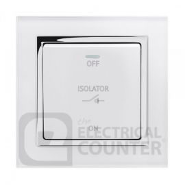 White Fan Isolator Switch with Chrome Trim and Glass Surround image