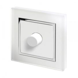 White 1 Gang 2 Way Rotary LED Intelligent Dimmer with Chrome Trim