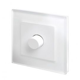 White 1 Gang 2 Way Rotary LED Intelligent Dimmer with Glass Surround
