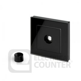 Black 1 Gang 2 Way Rotary Dimmer Plate with Glass Surround image
