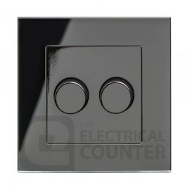 Black 2 Gang 2 Way Rotary LED Dimmer with Glass Surround image