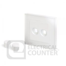 White 2 Gang 2 Way Rotary Dimmer Plate with Glass Surround image