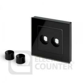 Black 2 Gang 2 Way Rotary Dimmer Plate with Glass Surround