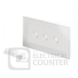White 3 Gang 2 Way Rotary Dimmer Plate with Glass Surround image