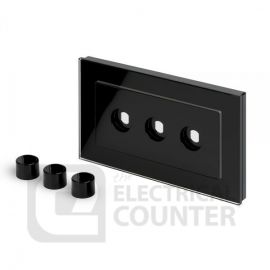 Black 3 Gang 2 Way Rotary Dimmer Plate with Glass Surround image