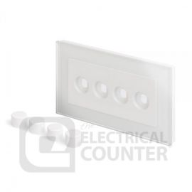 White 4 Gang 2 Way Rotary Dimmer Plate with Glass Surround