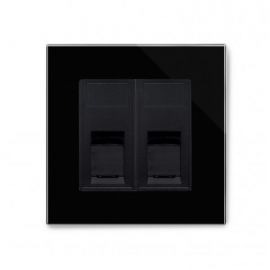 Black Dual CAT6e Socket with Glass Surround image