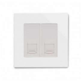 White Dual CAT6e Socket with Glass Surround image