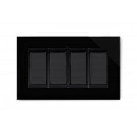Black 4 Gang 2 Way Switch on Double Plate with Glass Surround