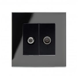 Black Satellite / Co Axial (TV) Socket with Glass Surround