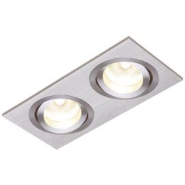 Saxby 52404 Tetra Brushed Silver IP20 2x50W 80x165mm GU10 Adjustable Dimmable Twin Downlight