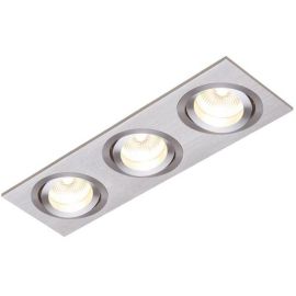 Saxby 52405 Tetra Brushed Silver IP20 3x50W 80x245mm GU10 Adjustable Dimmable Triple Downlight image
