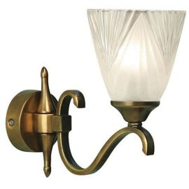 Interiors Columbia Twin Wall Light In Antique Brass With Opal Glass 40W 63454 