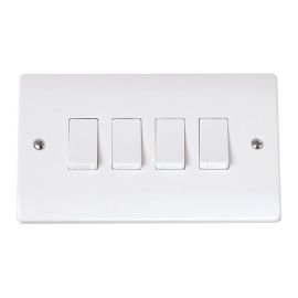 Click CCA019 Curva White Plastic 4 Gang 10AX 2 Way Plate Switch image