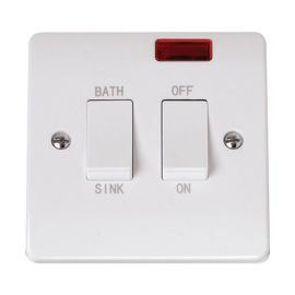 Click CCA024 Curva White Plastic 20A 2 Pole Neon Sink or Bath Switch