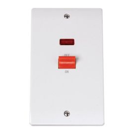 Click CCA203 Curva White Plastic 2 Gang 45A 2 Pole Switch With Neon