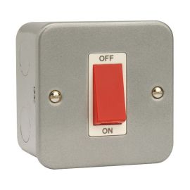 Click CL200 Essentials Metal Clad 45A 1 Gang 2 Pole Plate Switch