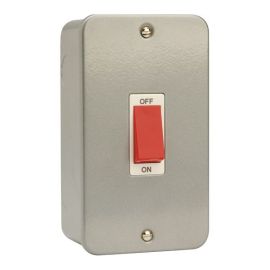 Click CL202 Essentials Metal Clad 45A 2 Gang 2 Pole Vertical Plate Switch image