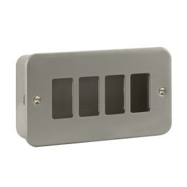 Click CL20404B Essentials Metal Clad 4 Gang GridPro No Knockouts Frontplate and Back Box image