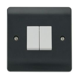 Click CMA012AG Mode Part M Anthracite Grey 2 Gang 10AX 2 Way Plate Switch