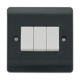 Click CMA013AG Mode Part M Anthracite Grey 3 Gang 10AX 2 Way Plate Switch