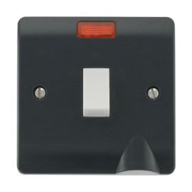 Click CMA023AG Mode Part M Anthracite Grey 20A Optional Flex Outlet Neon 2 Pole Plate Switch 