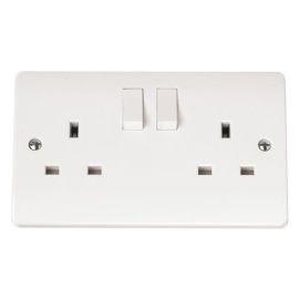 Click CMA036 White Plastic Mode 2 Gang 13A Twin Earth 2 Pole Switched Socket