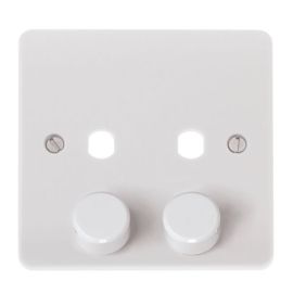 Click CMA146PL Polar White Mode 2 Gang 2 Aperture Unfurnished Dimmer Plate and Knob image