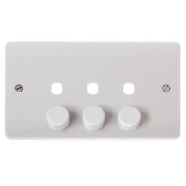 Click CMA147PL Polar White Mode 3 Gang 3 Aperture Unfurnished Dimmer Plate and Knob