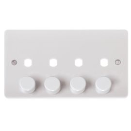 Click CMA148PL Polar White Mode 4 Gang 4 Aperture Unfurnished Dimmer Plate and Knob
