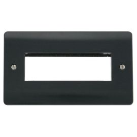 Click CMA426AG MiniGrid Anthracite Grey 2 Gang 6 In-Line Aperture Unfurnished Front Plate image