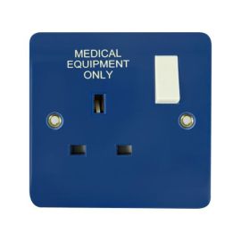 Click CMA635BL Blue Mode 1 Gang 13A 2 Pole Medical Switched Socket image