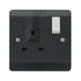 Click CMA735AG Mode Part M Anthracite Grey 1 Gang 13A 2 Pole Switched Locating Plug Socket Outlet