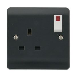 Click CMA835AG Mode Part M Anthracite Grey 1 Gang 13A Neon 2 Pole Switched Socket Outlet  image