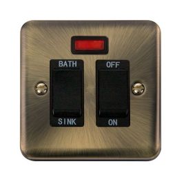 Click DPAB024BK Deco Plus Antique Brass 20A Sink or Bath Switch - Black Insert image