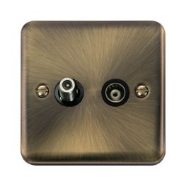 Click DPAB157BK Deco Plus Antique Brass Isolated Co-Axial Satellite Socket - Black Insert image
