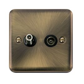 Click DPAB170BK Deco Plus Antique Brass Non-Isolated Co-Axial Satellite Socket - Black Insert image