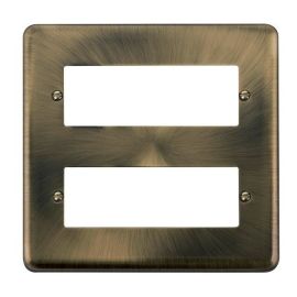 Click DPAB512 MiniGrid Antique Brass 2 Tier 12 Aperture Deco Plus Unfurnished Front Plate image