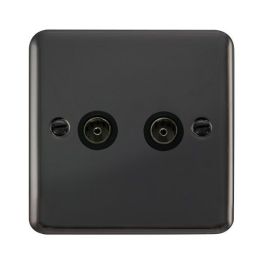 Click DPBN066BK Deco Plus Black Nickel 2 Gang Non-Isolated Co-Axial Socket - Black Insert image